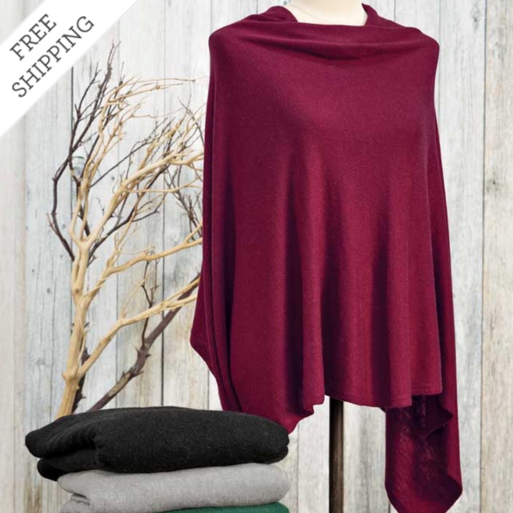 Olive & Cocoa Red Cashmere Poncho